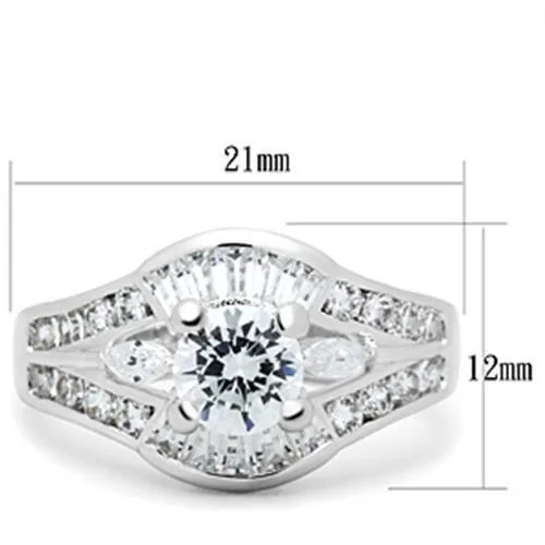 Rings Alamode SS030 Silver 925 Sterling Silver Ring with AAA Grade CZ in Clear