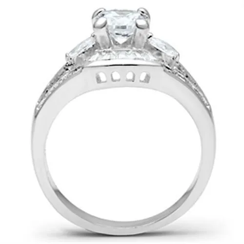 Rings Alamode SS030 Silver 925 Sterling Silver Ring with AAA Grade CZ in Clear
