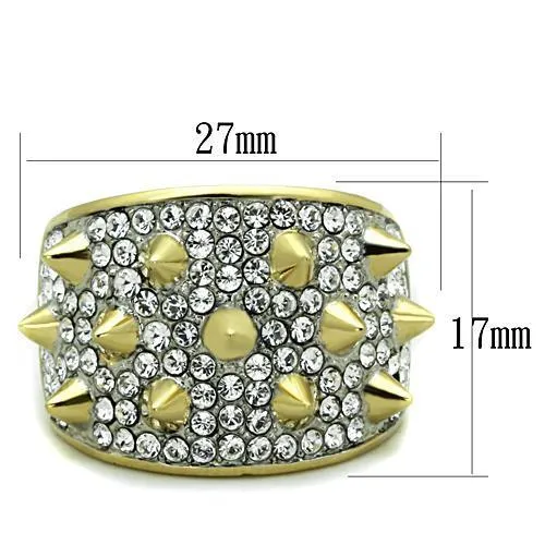 Rings Alamode TK1697 TwoTone IP Gold Ion Plating Stainless Steel Ring with Top Grade Crystal in Clear