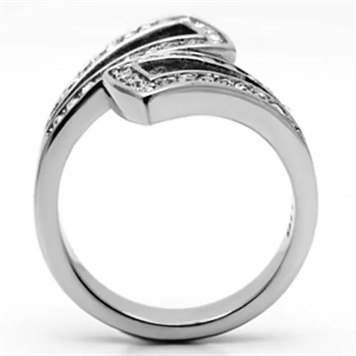 Rings Alamode TK625 High polished no plating Stainless Steel Ring with Top Grade Crystal in Clear