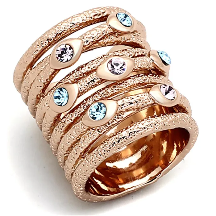 Rings LOA909 Rose Gold Brass Ring with Top Grade Crystal in Multi Color Alamode Rings LOA909 Rose Gold Brass Ring with Top Grade Crystal in Multi Color Alamode