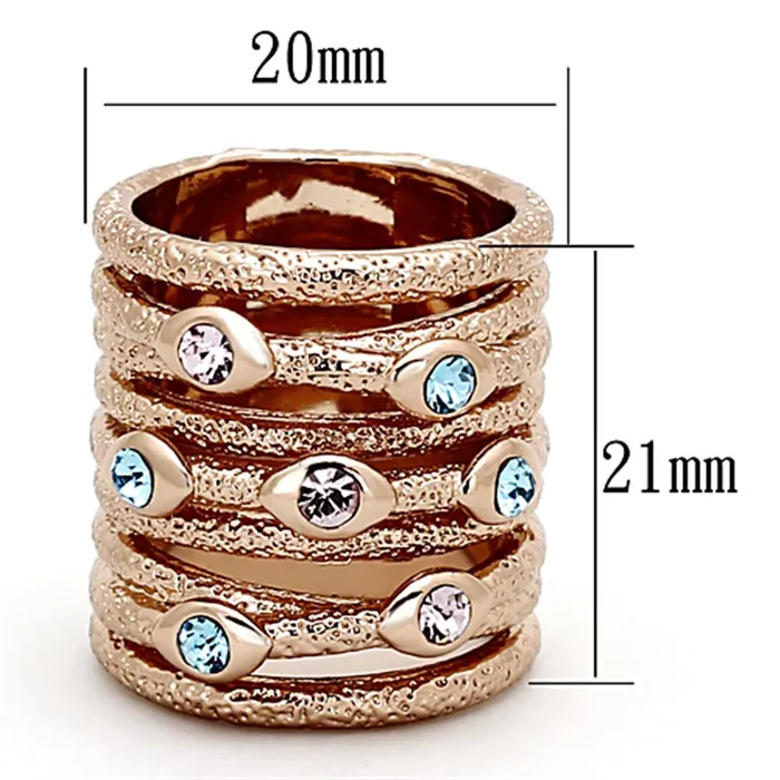 Rings LOA909 Rose Gold Brass Ring with Top Grade Crystal in Multi Color Alamode
