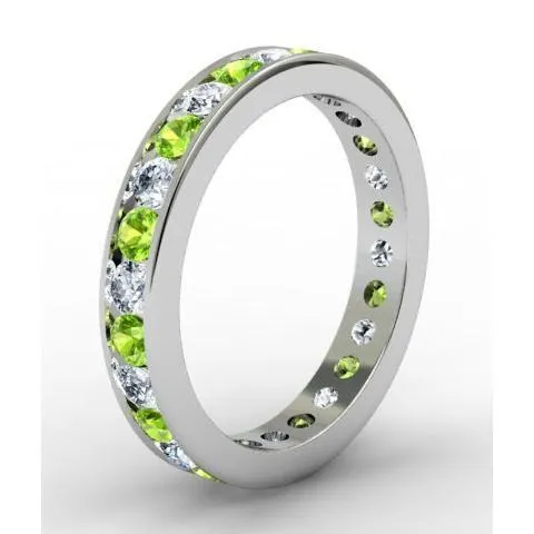 Rings Round Peridot and Diamond Eternity Ring in Channel Setting deBebians