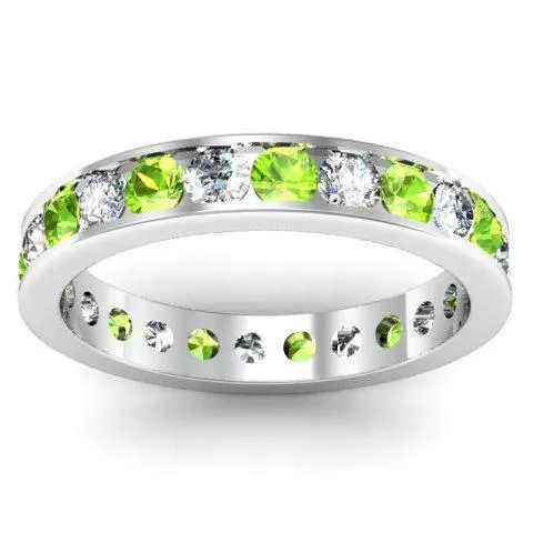 Rings Round Peridot and Diamond Eternity Ring in Channel Setting deBebians