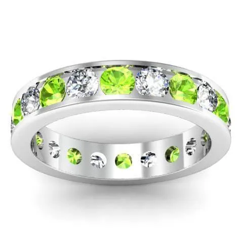 Rings Round Peridot and Diamond Eternity Ring in Channel Setting deBebians