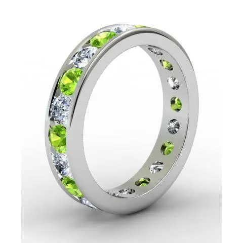 Rings Round Peridot and Diamond Eternity Ring in Channel Setting deBebians