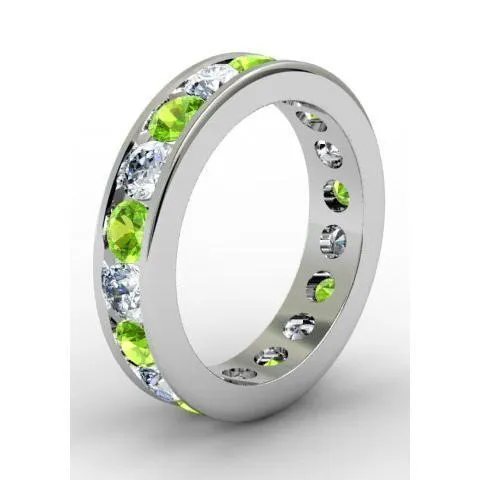 Rings Round Peridot and Diamond Eternity Ring in Channel Setting deBebians