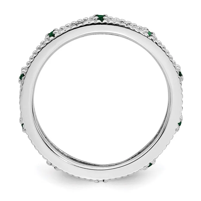 Rings Sterling Silver Stackable Expressions Created Emerald Ring QSK1486 Stackable Expressions Rings Sterling Silver Stackable Expressions Created Emerald Ring QSK1486 Stackable Expressions