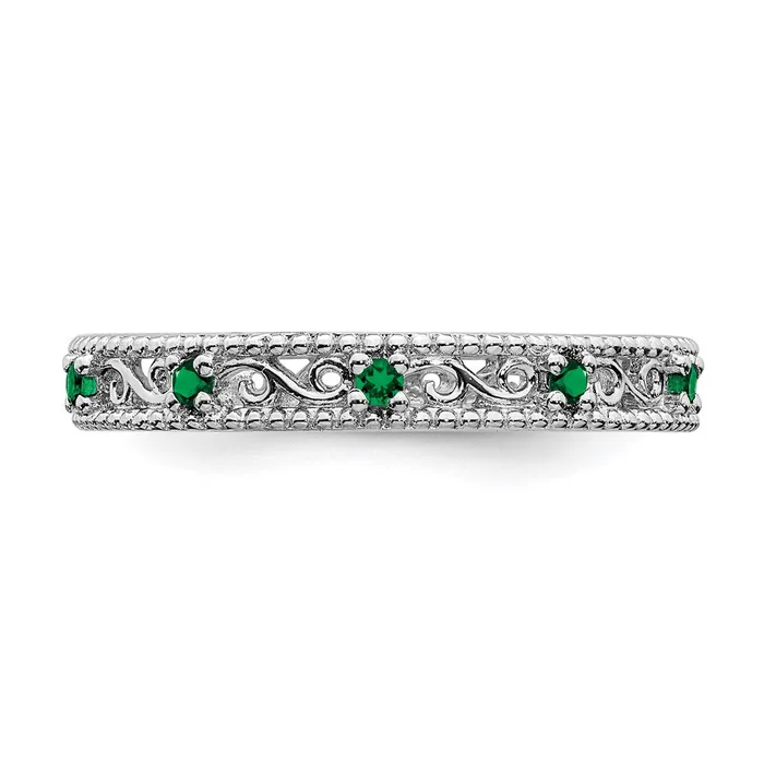 Rings Sterling Silver Stackable Expressions Created Emerald Ring QSK1486 Stackable Expressions Rings Sterling Silver Stackable Expressions Created Emerald Ring QSK1486 Stackable Expressions