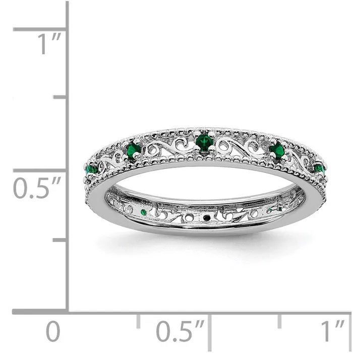 Rings Sterling Silver Stackable Expressions Created Emerald Ring QSK1486 Stackable Expressions Rings Sterling Silver Stackable Expressions Created Emerald Ring QSK1486 Stackable Expressions