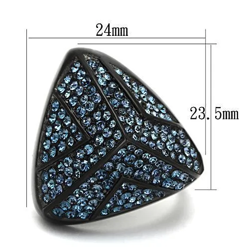 Rings TK1005 IP BlackIon Plating Stainless Steel Ring with Top Grade Crystal in Montana Alamode