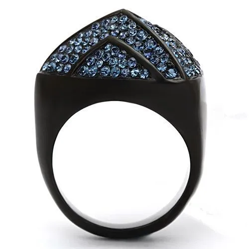 Rings TK1005 IP BlackIon Plating Stainless Steel Ring with Top Grade Crystal in Montana Alamode