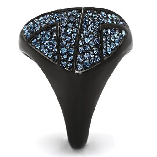 Rings TK1005 IP BlackIon Plating Stainless Steel Ring with Top Grade Crystal in Montana Alamode