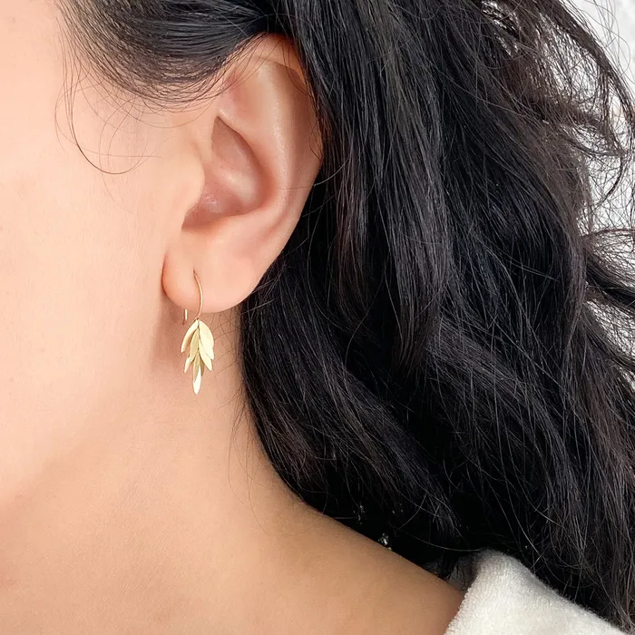 Sia Taylor Earrings Small Golden Leaf Earrings