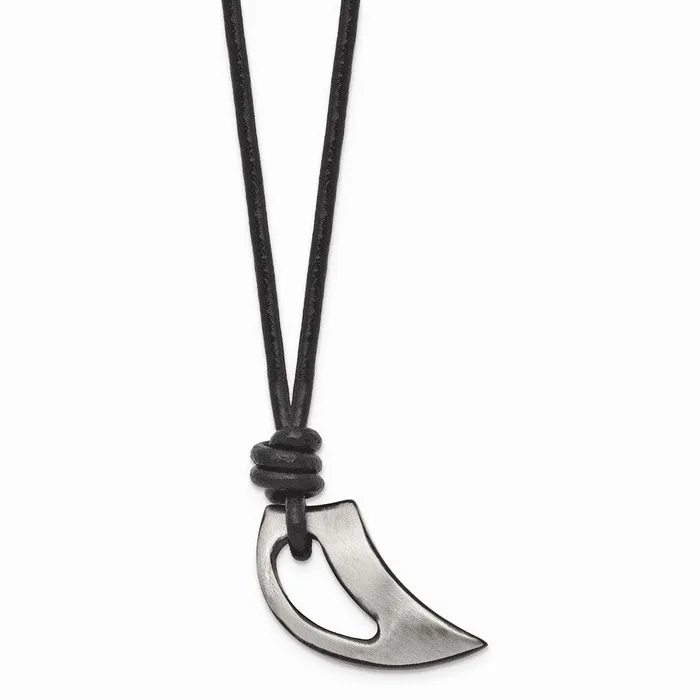 Stainless Steel Polished and Brushed Black IPplated Claw Necklace Chisel Necklaces