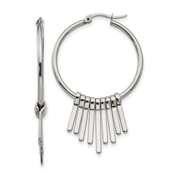 Stainless Steel Polished Hoop Earrings Chisel Earrings