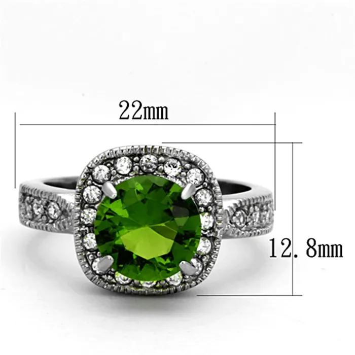 TK1227 High polished no plating Stainless Steel Ring with Synthetic Synthetic Glass in Peridot Alamode Rings