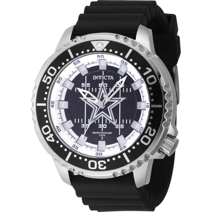 Watches Invicta Invicta Mens Watch NFL Dallas Cowboys Blue Dial Black Silicone Strap 48099