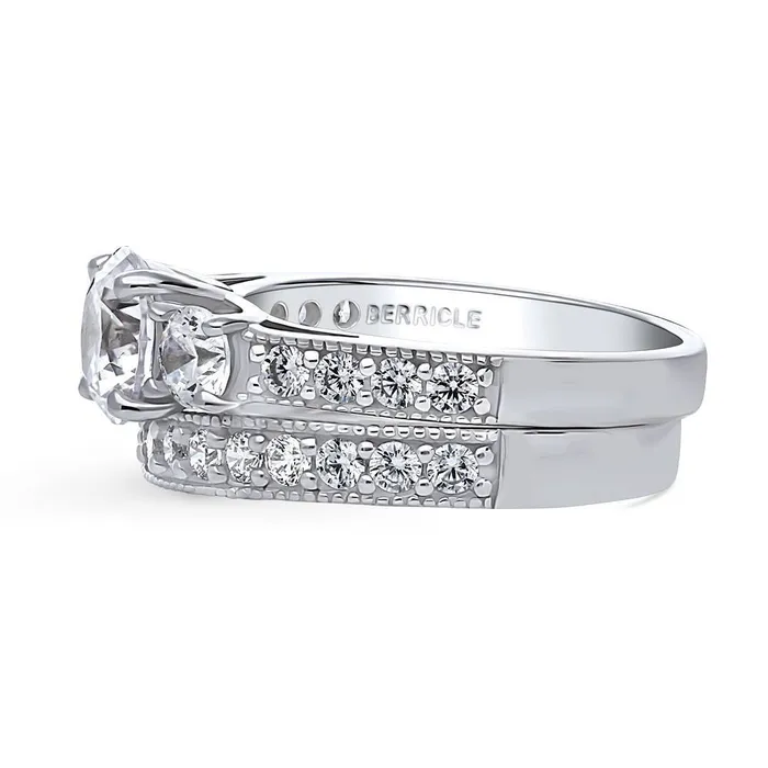 BERRICLE 3Stone 125ct CZ Ring Set in Sterling Silver Rings