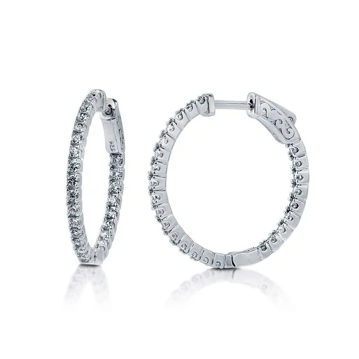 BERRICLE Earrings CZ Medium InsideOut Hoop Earrings in Sterling Silver 1