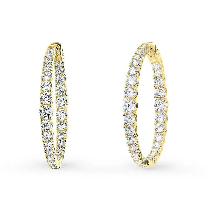 BERRICLE Earrings Graduated CZ InsideOut Hoop Earrings in Sterling Silver 15