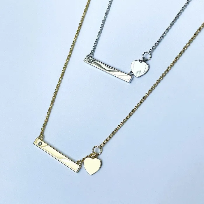 BERRICLE Necklaces Bar Heart CZ Necklace in Sterling Silver