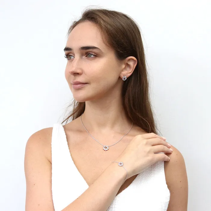 BERRICLE Wreath CZ Rolo Chain Bracelet in Sterling Silver Bracelets