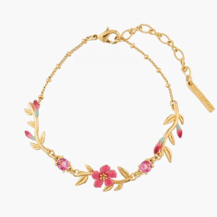 Bracelets Les Nereides Les Nereides Pink Oleander Flowers And Buds Chain Bracelet