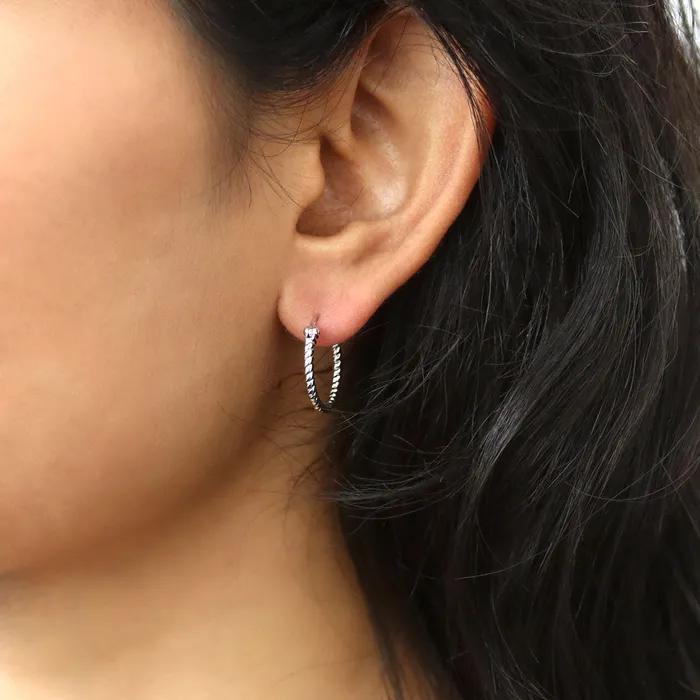 Cable Medium Hoop Earrings in Sterling Silver 068 BERRICLE Earrings