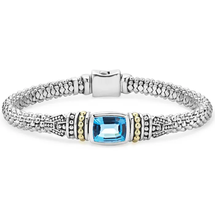 Caviar Color Swiss Blue Topaz Caviar Bracelet 6mm Lagos Bracelets