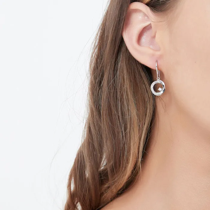 Earrings BERRICLE Open Circle Woven CZ Fish Hook Earrings in Sterling Silver