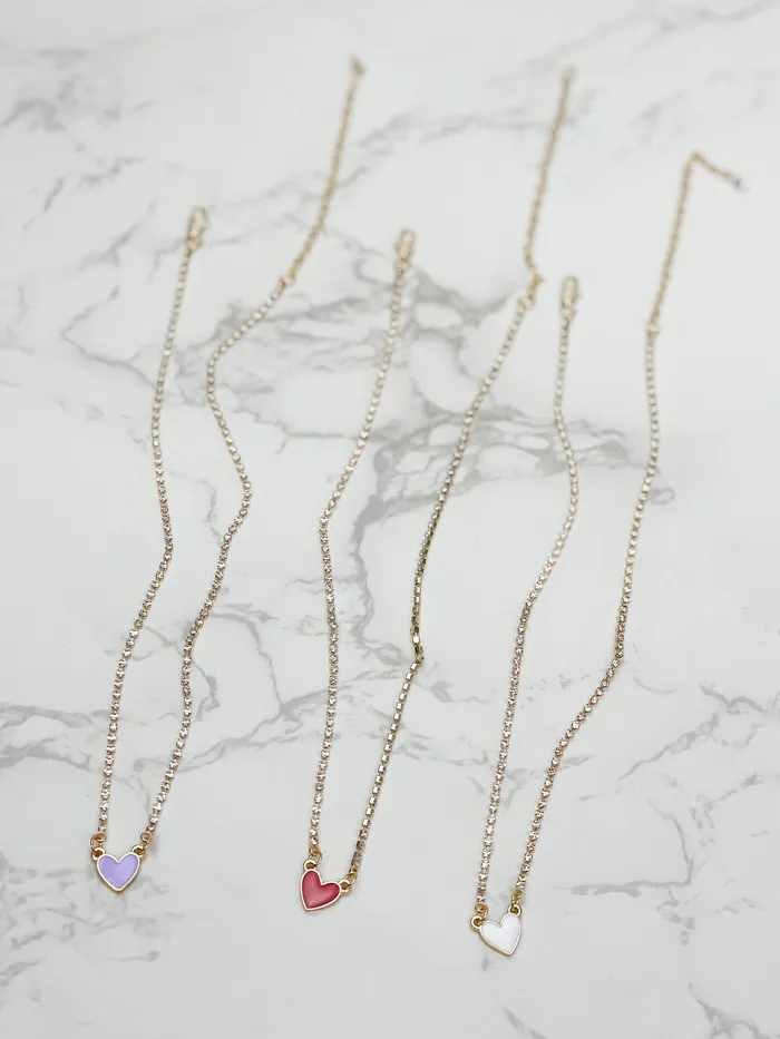 Glitzy Chain Heart Necklace Red Prep Obsessed PR Necklaces
