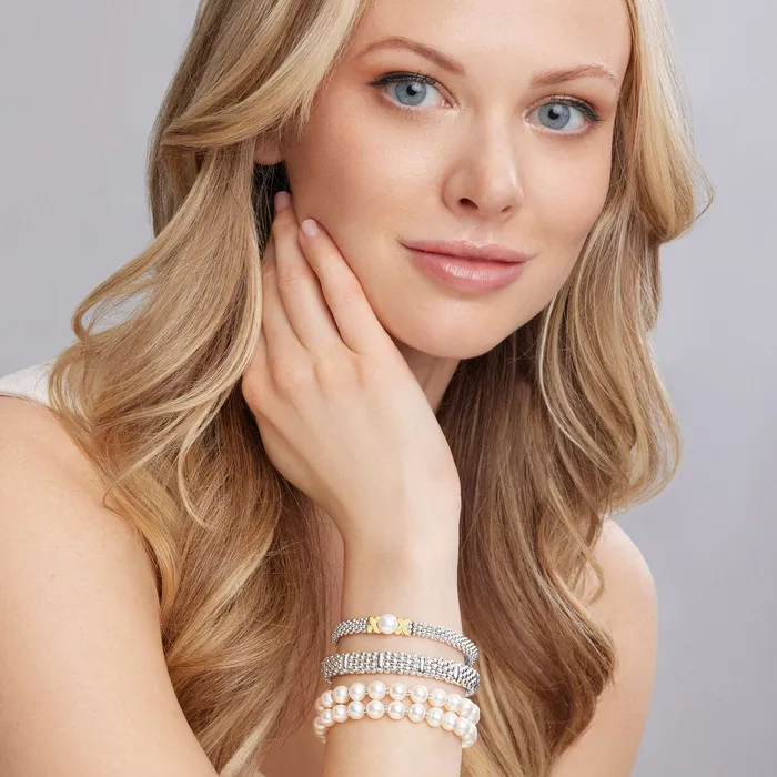 Lagos Bracelets Signature Caviar TwoTone Pearl Bracelet Gift Set
