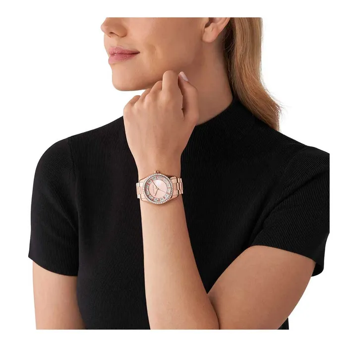 Michael Kors Lexington Ladies MOP Dial Rose Gold Watch with Crystal Accents Michael Kors Watches