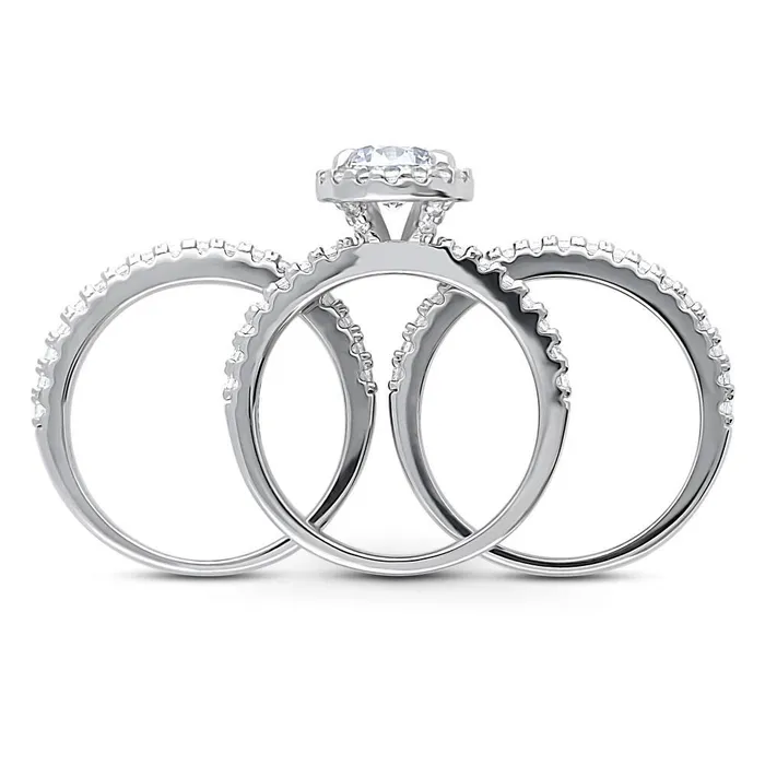 Rings BERRICLE Halo CZ Ring Set in Sterling Silver