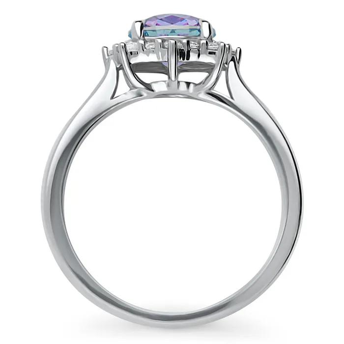 Rings BERRICLE Halo Sunburst Purple Aqua CZ Ring in Sterling Silver