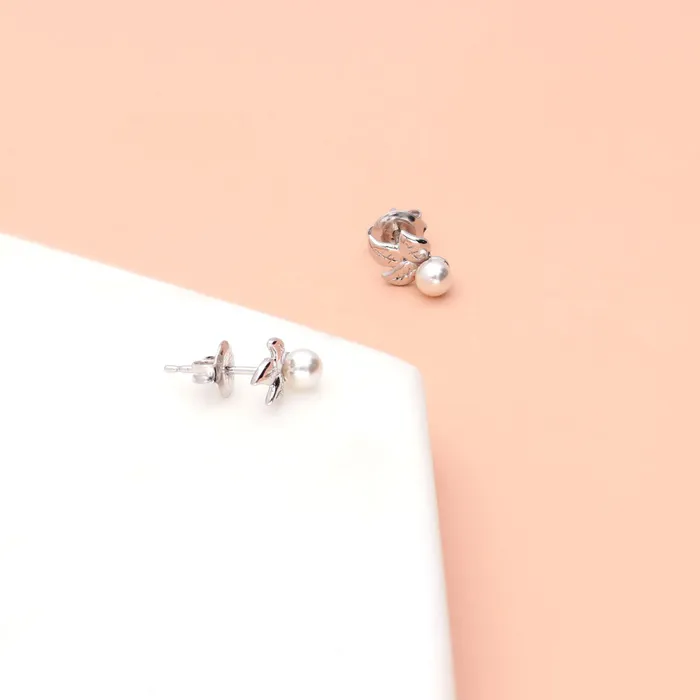Rings BERRICLE Leaf Imitation Pearl Set in Sterling Silver