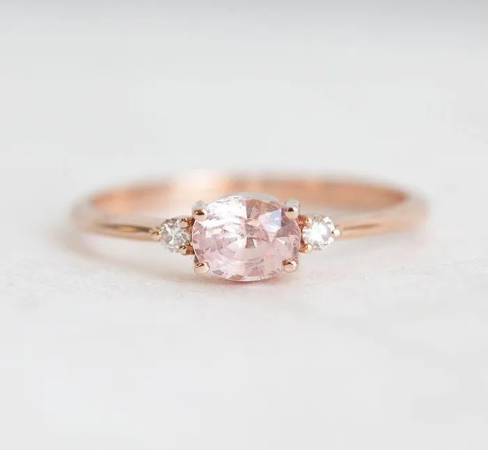 Rings Capucinne Keya Peach Sapphire Diamond Ring