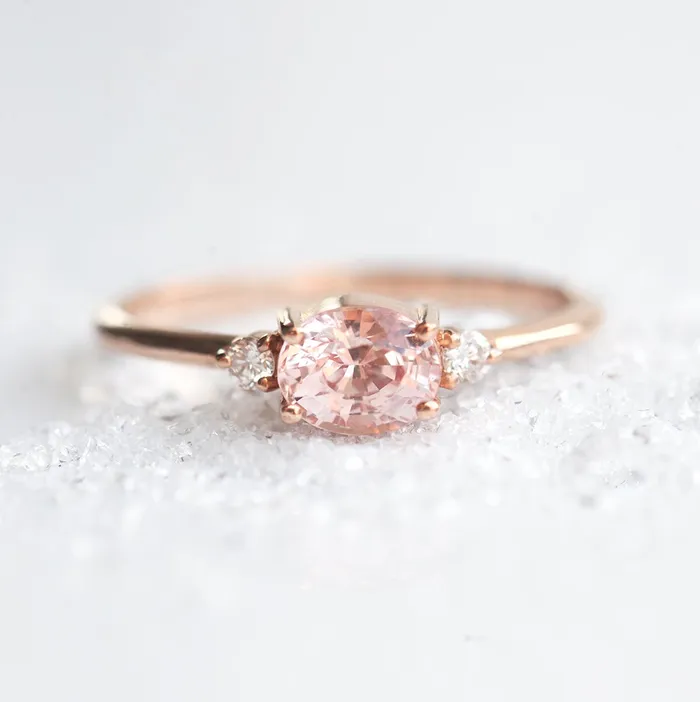 Rings Capucinne Keya Peach Sapphire Diamond Ring