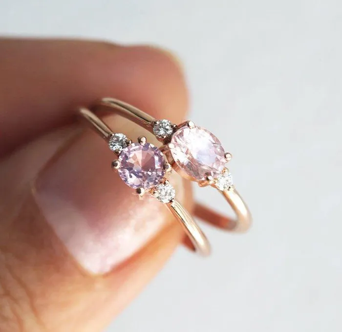 Rings Capucinne Keya Peach Sapphire Diamond Ring