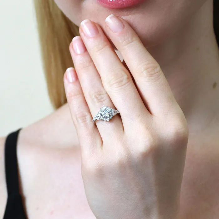 Rings Halo Art Deco CZ Ring in Sterling Silver BERRICLE