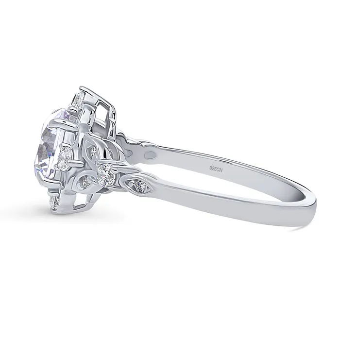 Rings Halo Art Deco CZ Ring in Sterling Silver BERRICLE