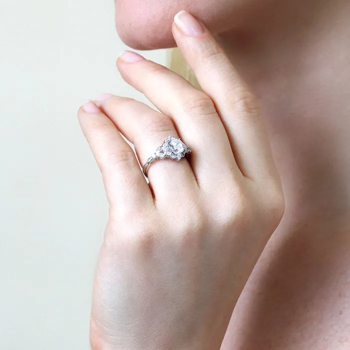 Rings Halo Art Deco CZ Ring in Sterling Silver BERRICLE