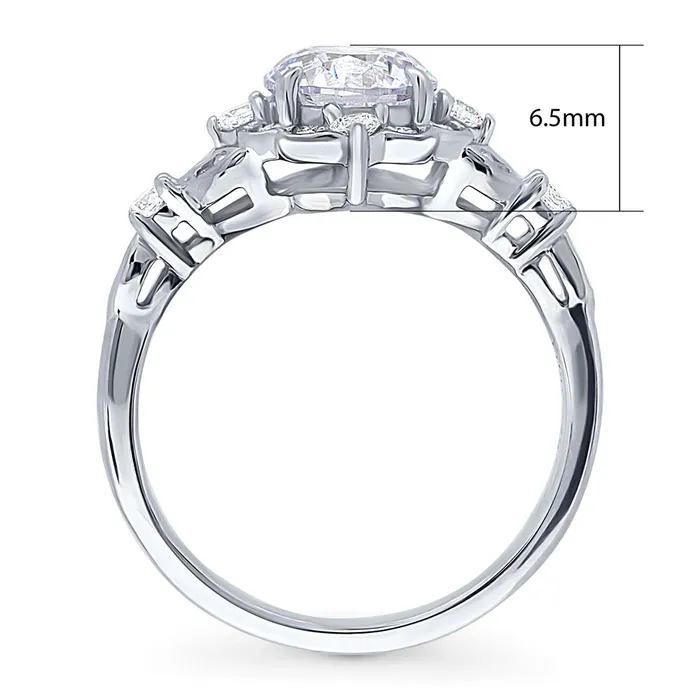 Rings Halo Art Deco CZ Ring in Sterling Silver BERRICLE