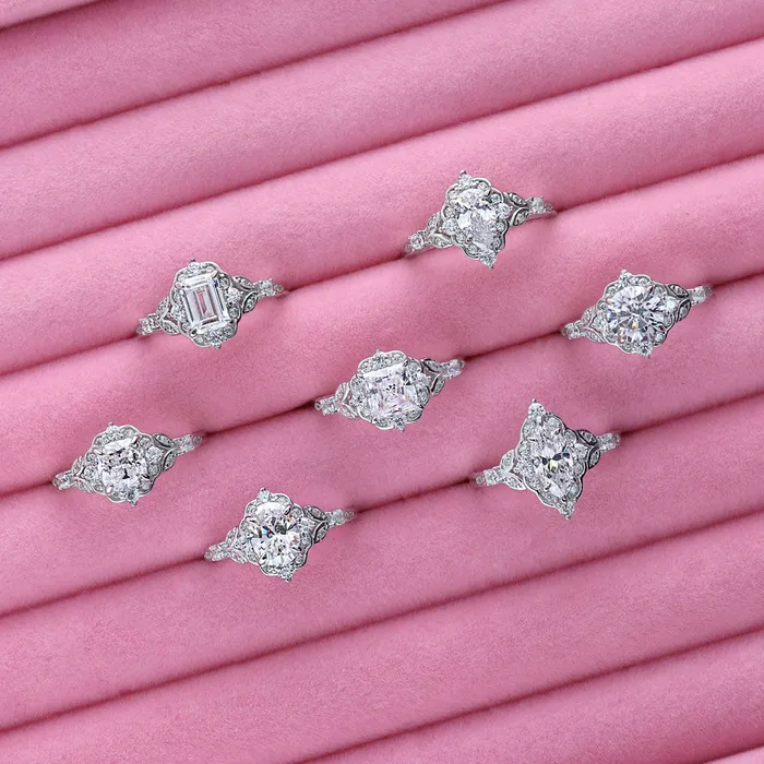Rings Halo Art Deco CZ Ring in Sterling Silver BERRICLE