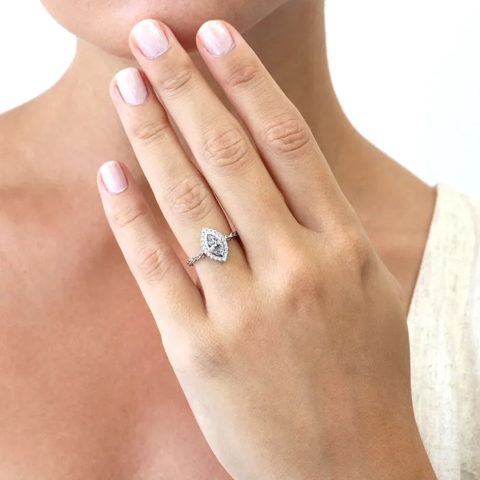 Rings Halo Marquise CZ Chain Ring in Sterling Silver BERRICLE