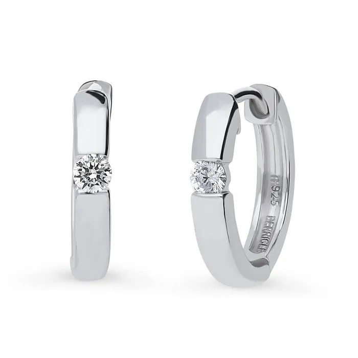 Solitaire CZ Hoop Earrings in Sterling Silver 3 Pairs BERRICLE Earrings