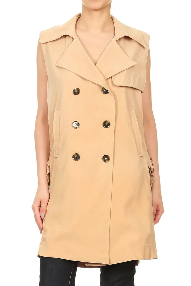 AnnaKaci Rings Open Front Double Breasted Trench Jacket AnnaKaci Rings Open Front Double Breasted Trench Jacket