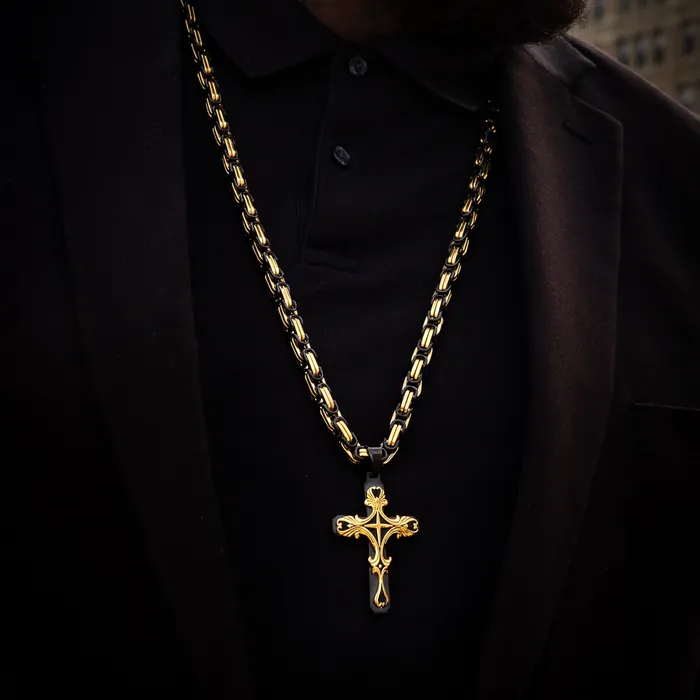 Black Gold Tribal Cross Necklace SpicyIce Necklaces