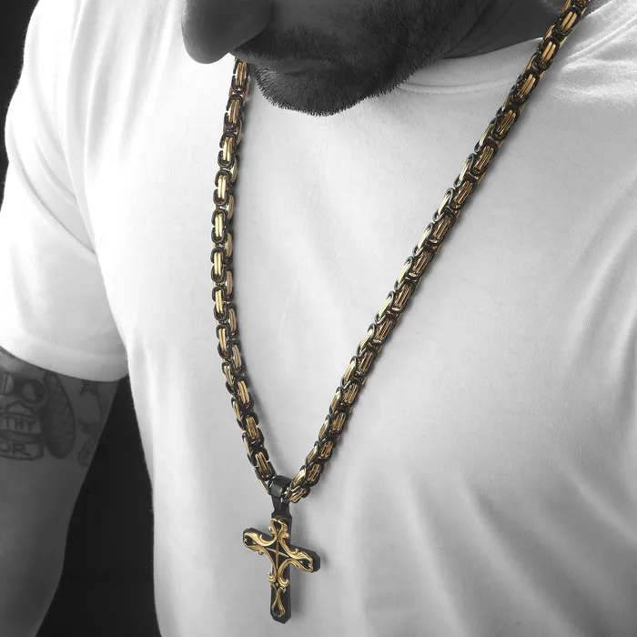 Black Gold Tribal Cross Necklace SpicyIce Necklaces
